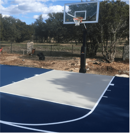 Custom colored basketball half-court residential
